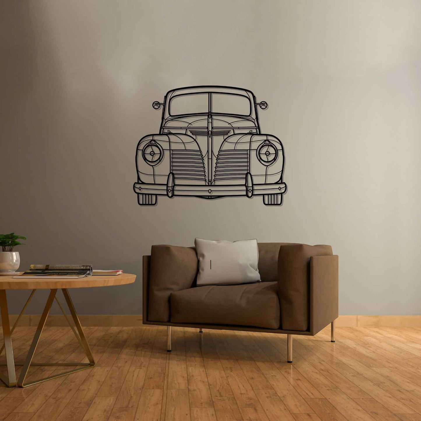 Maserati 3200 1940 Front Silhouette Metal Wall Art