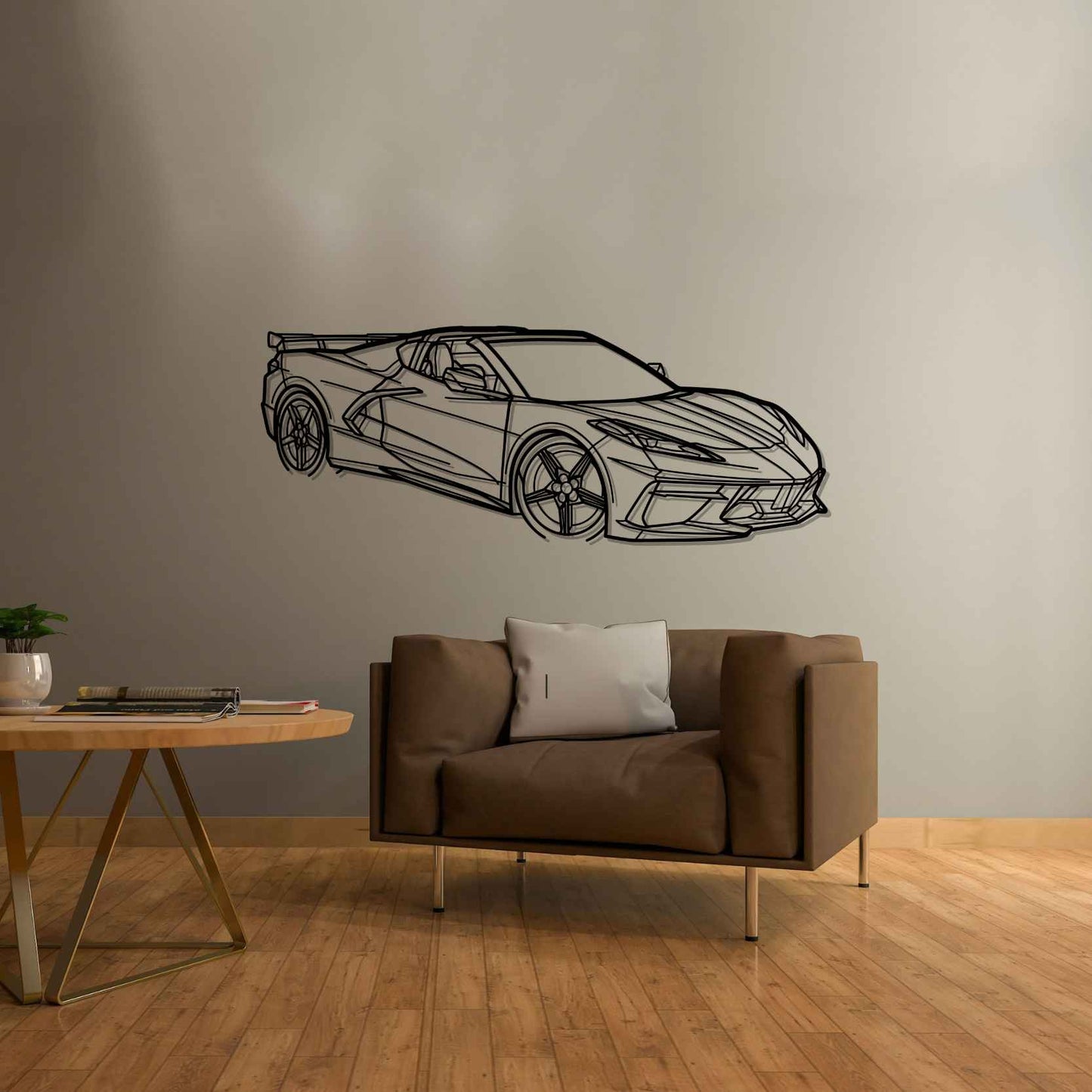 Corvette C8 HTC PERSPECTIVE Silhouette Metal Wall Art