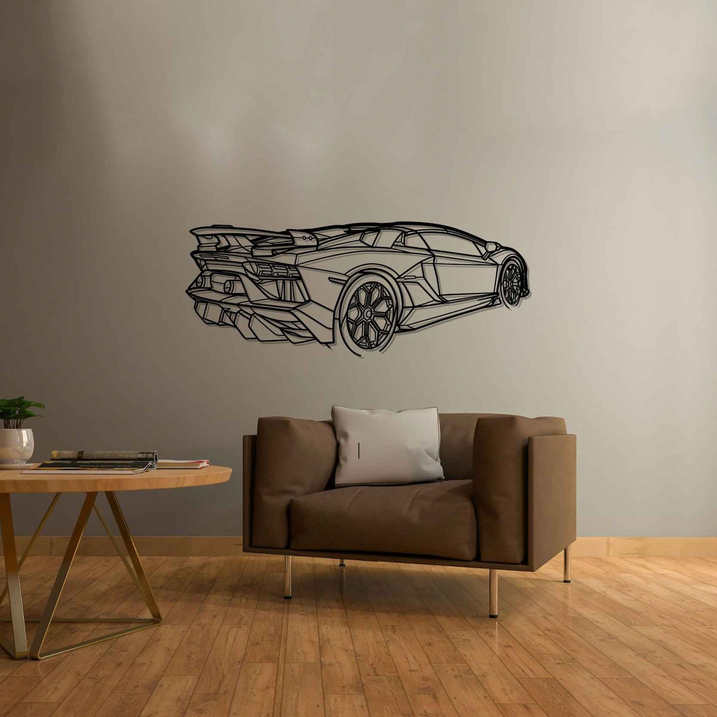 Lamborghini Aventador SVJ Roadster PERSPECTIVE Silhouette Metal Wall Art