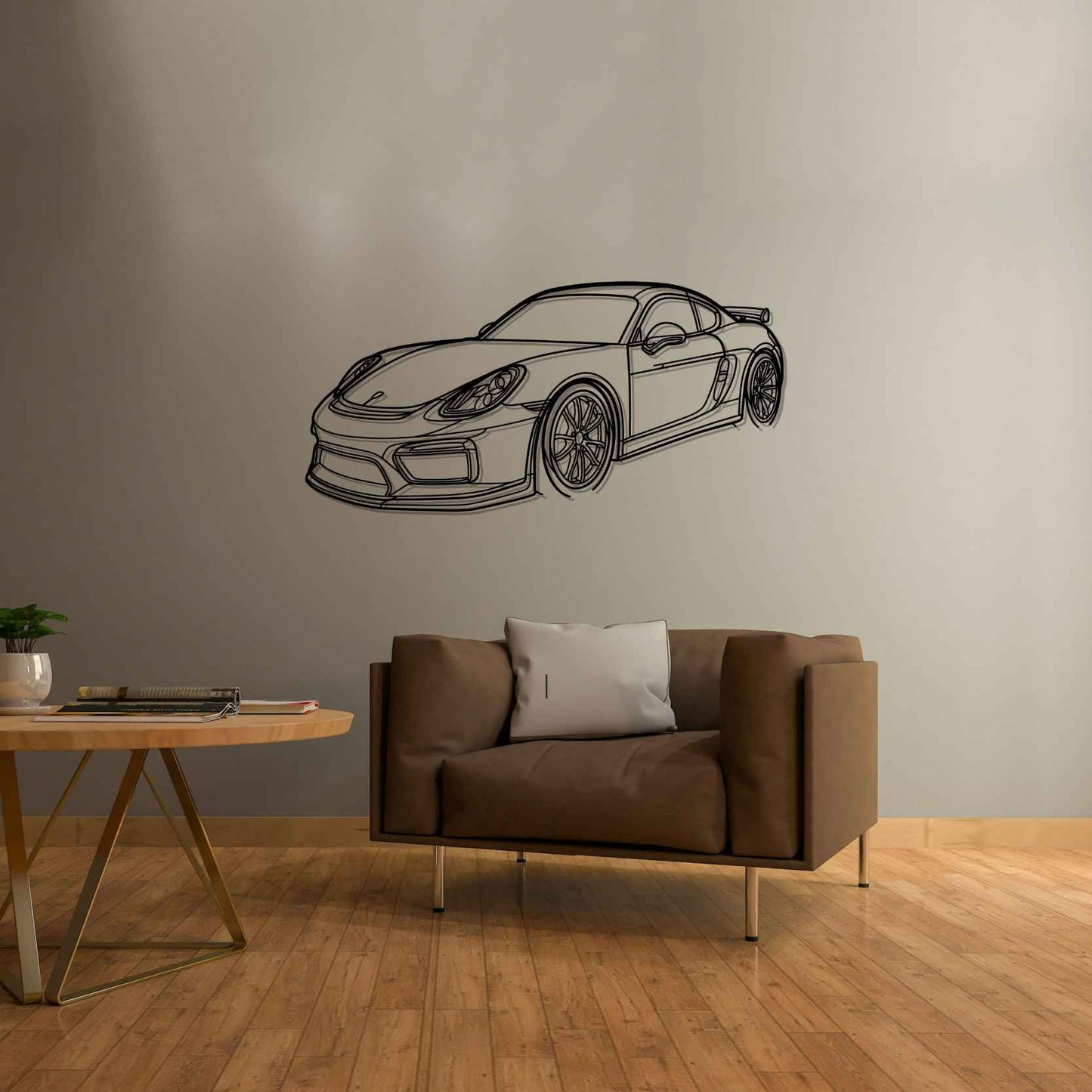 Porsche 981 Cayman GT4 PERSPECTIVE Silhouette Metal Wall Art