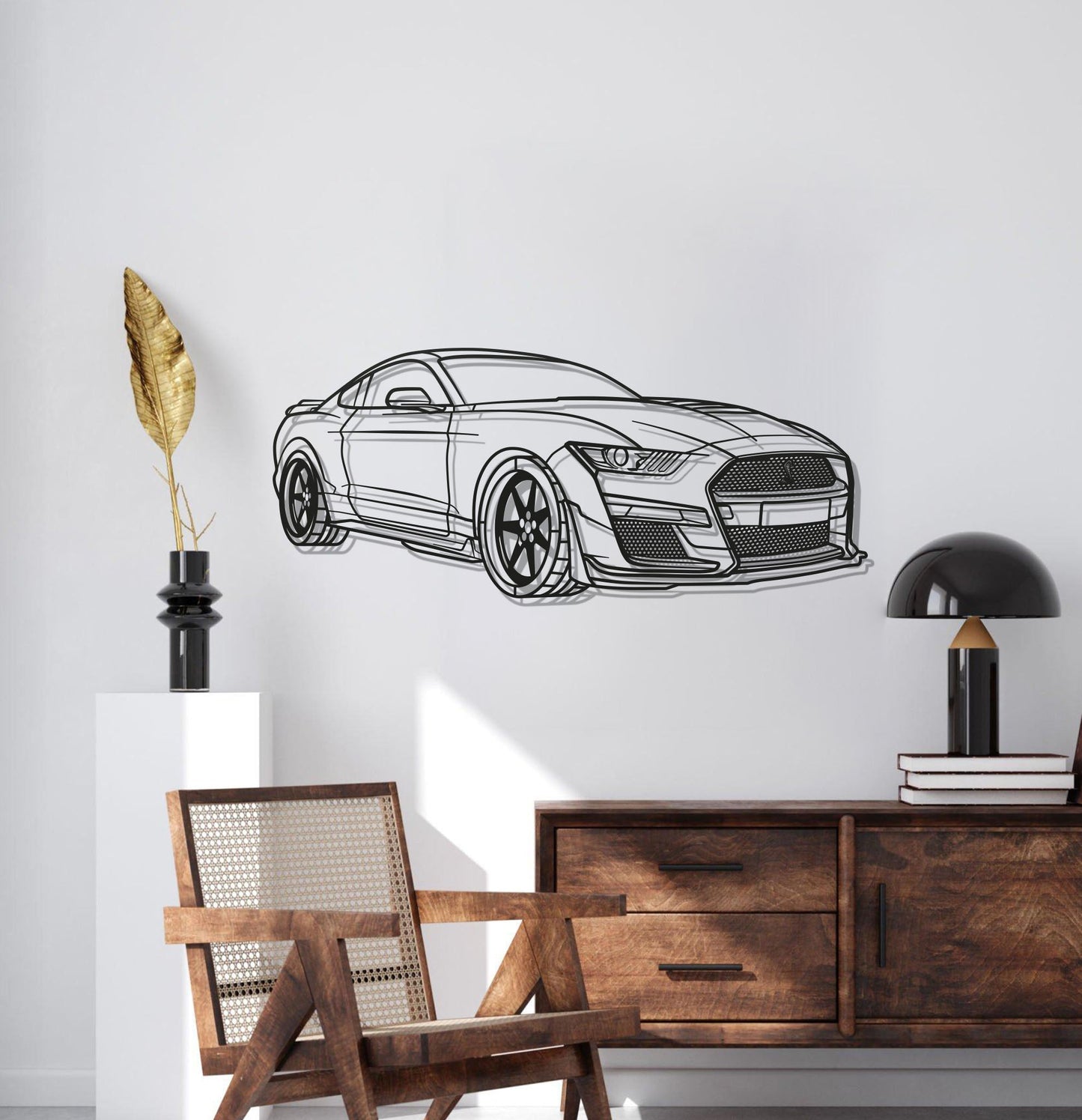 MUSTANG SHELBY GT500 PERSPECTIVE Metal Car Silhouette Wall Art