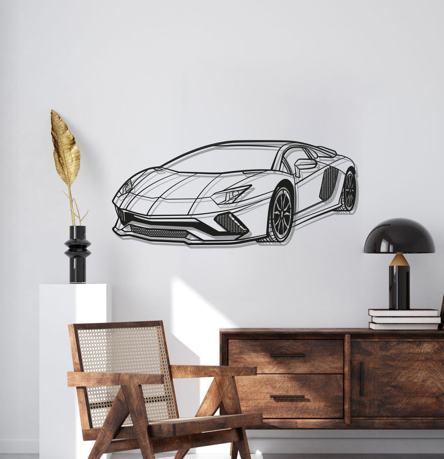 LAMBORGHINI AVENTADOR PERSPECTIVE Metal Car Silhouette Wall Art