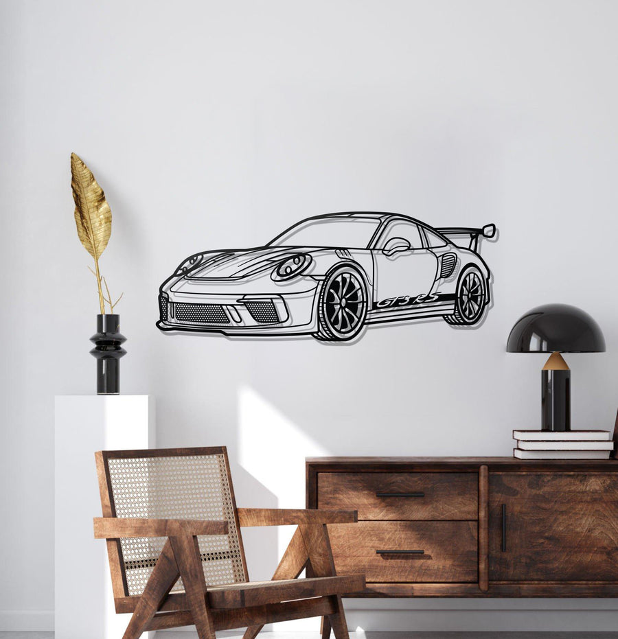 PORSCHE 911 GT3 RS PERSPECTIVE Metal Car Silhouette Wall Art