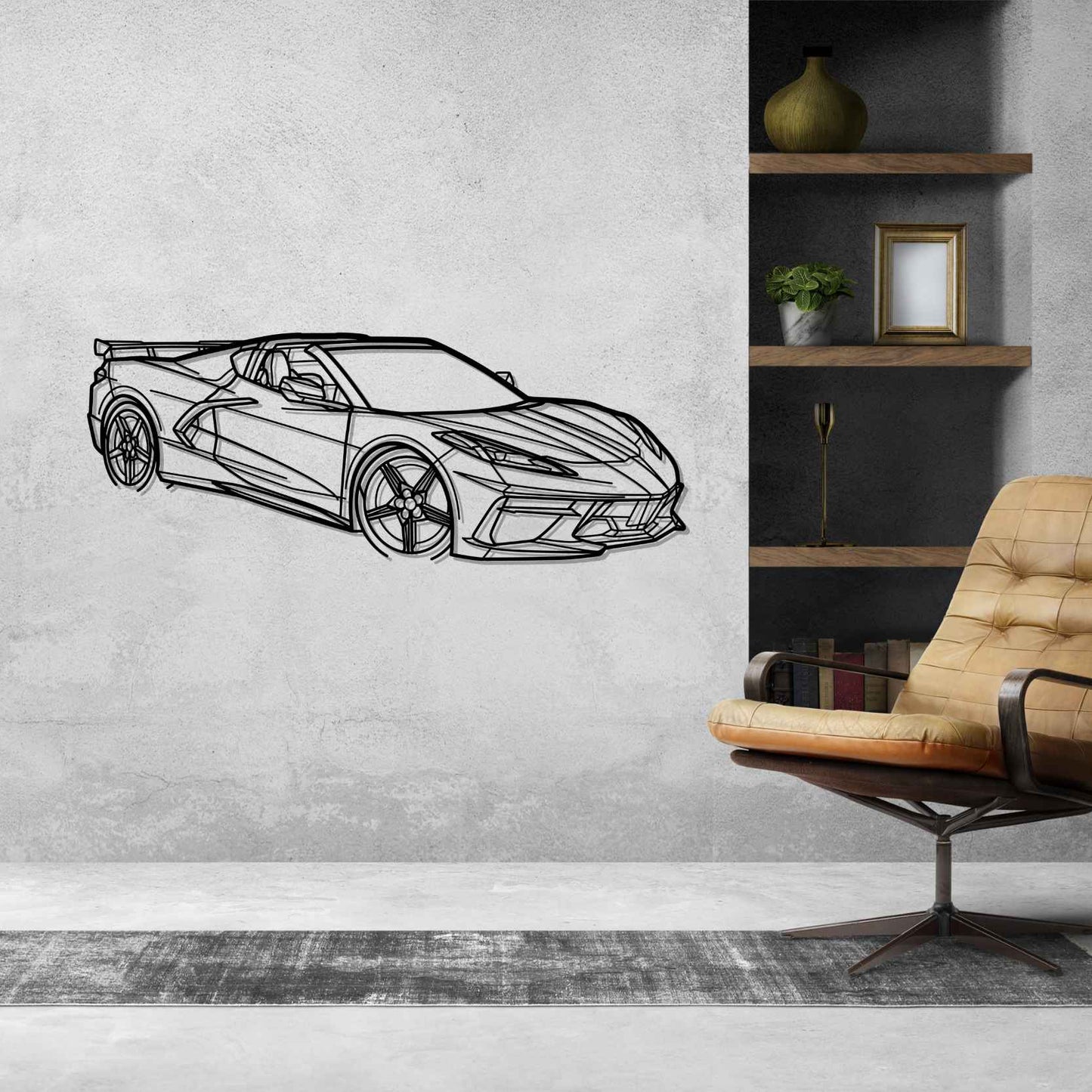 Corvette C8 HTC PERSPECTIVE Silhouette Metal Wall Art