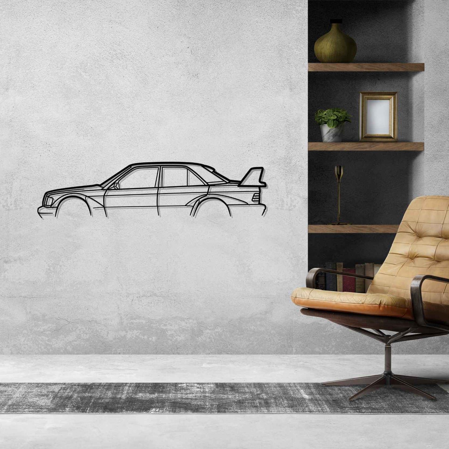 Mercedes 190E 1983 Classic Silhouette Metal Wall Art