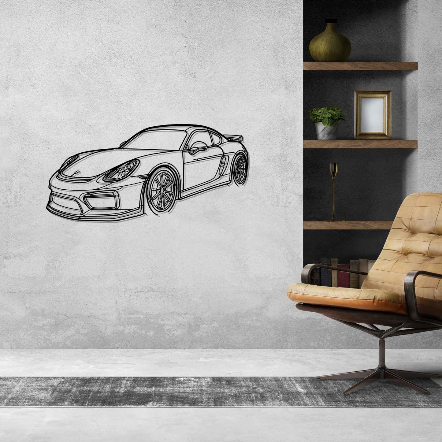 Porsche 981 Cayman GT4 PERSPECTIVE Silhouette Metal Wall Art