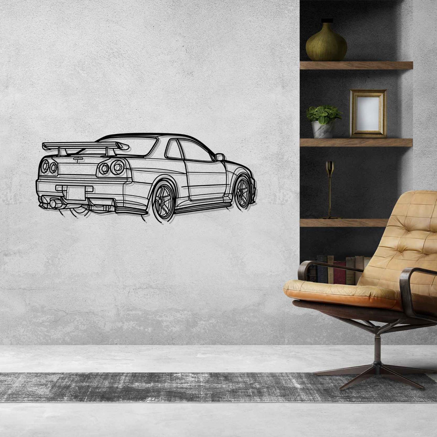 Nissan R34 GTR Nismo PERSPECTIVE Silhouette Metal Wall Art