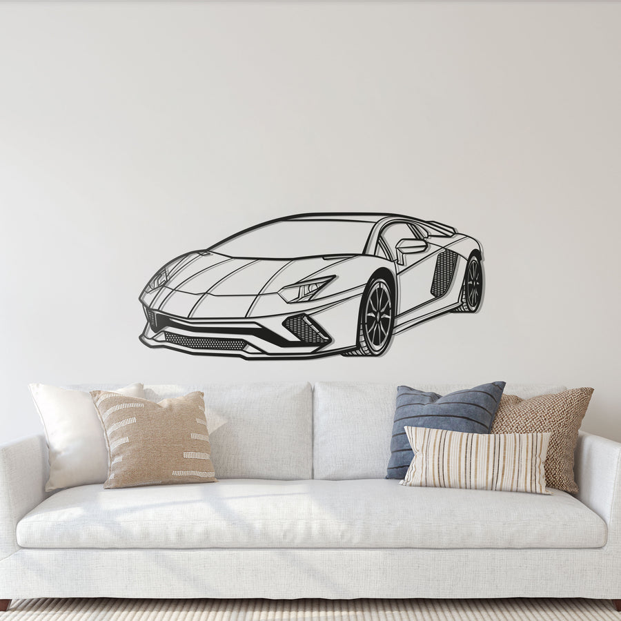 LAMBORGHINI AVENTADOR PERSPECTIVE Metal Car Silhouette Wall Art