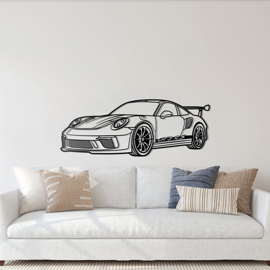 PORSCHE 911 GT3 RS PERSPECTIVE Metal Car Silhouette Wall Art