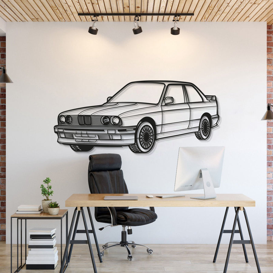 BMW E30 PERSPECTIVE Silhouette Metal Wall Art