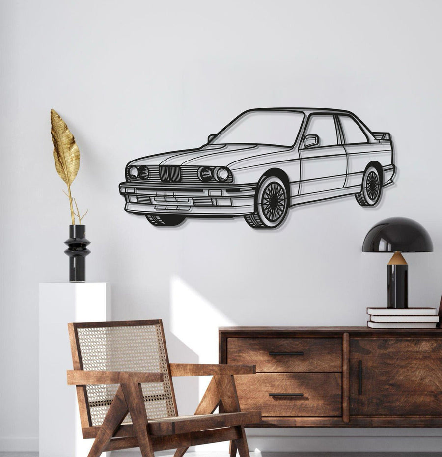 BMW E30 PERSPECTIVE Silhouette Metal Wall Art