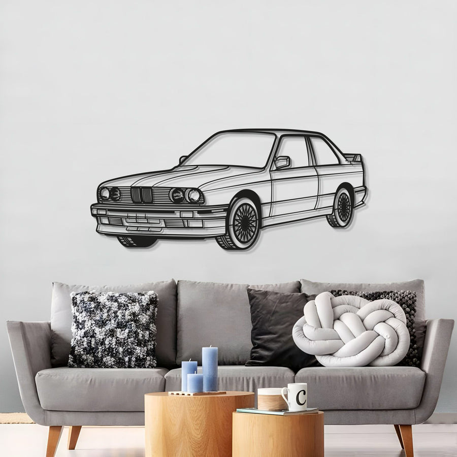 BMW E30 PERSPECTIVE Silhouette Metal Wall Art