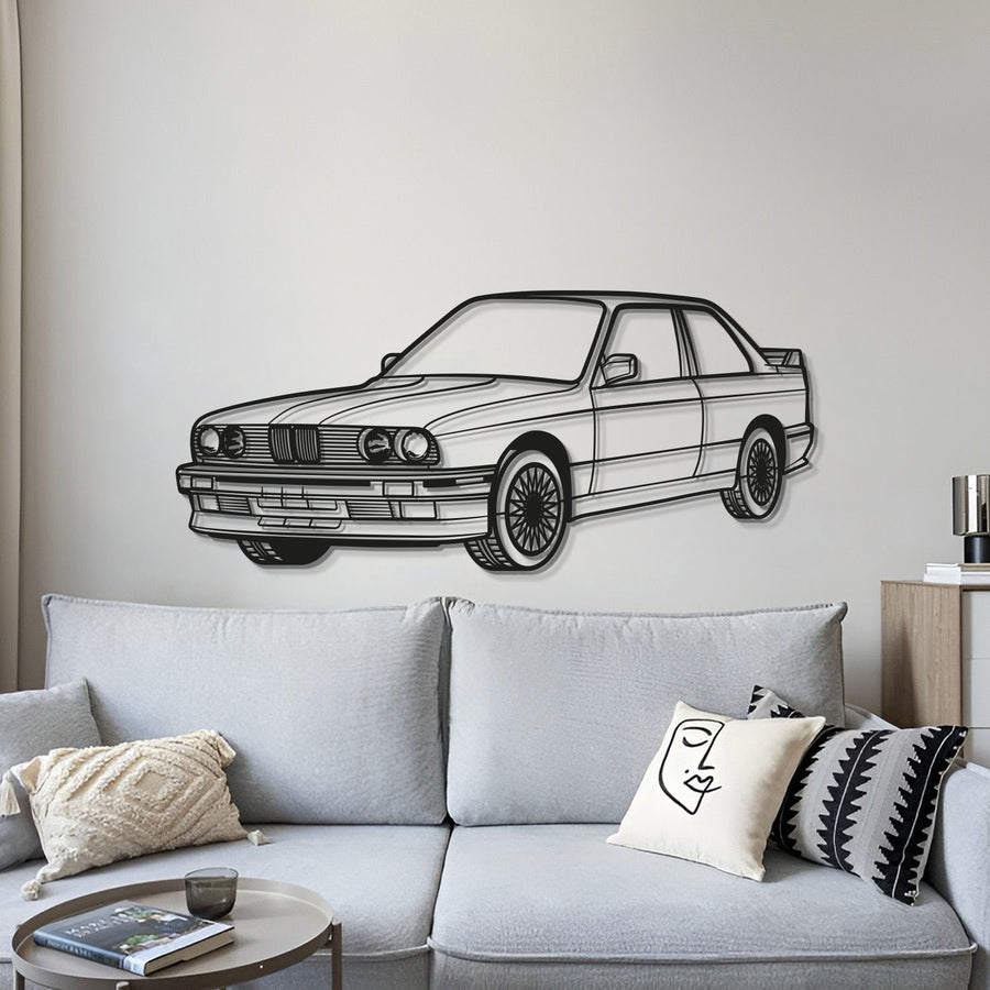 BMW E30 PERSPECTIVE Silhouette Metal Wall Art