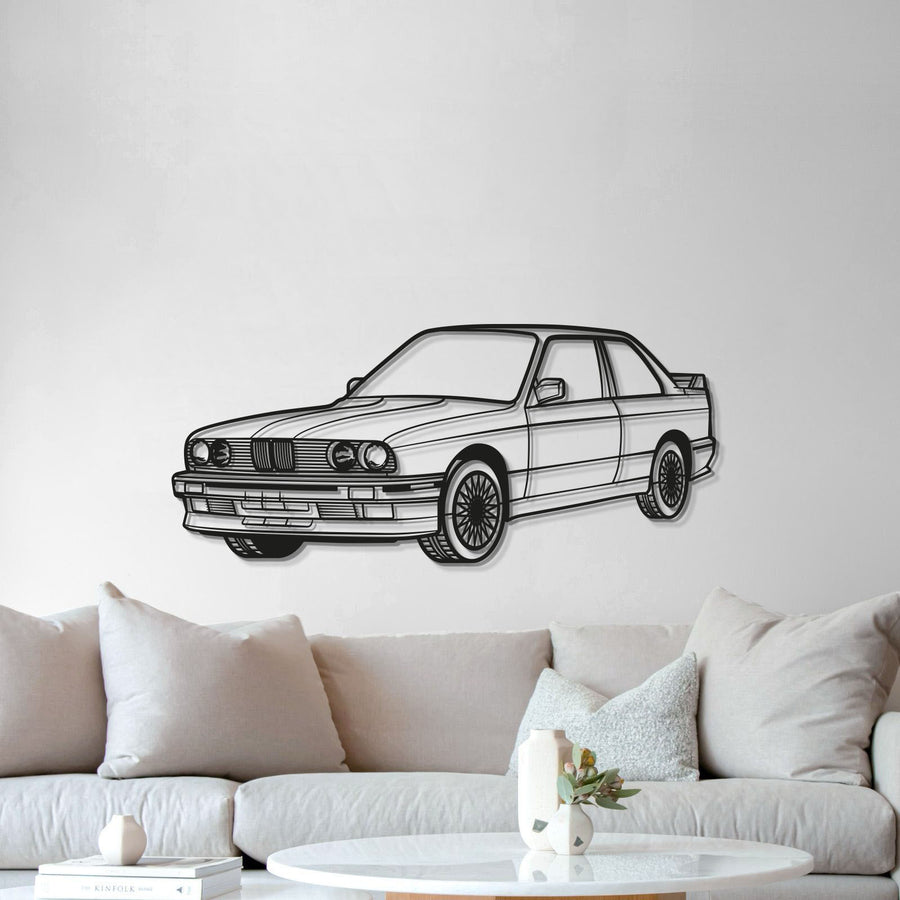 BMW E30 PERSPECTIVE Silhouette Metal Wall Art