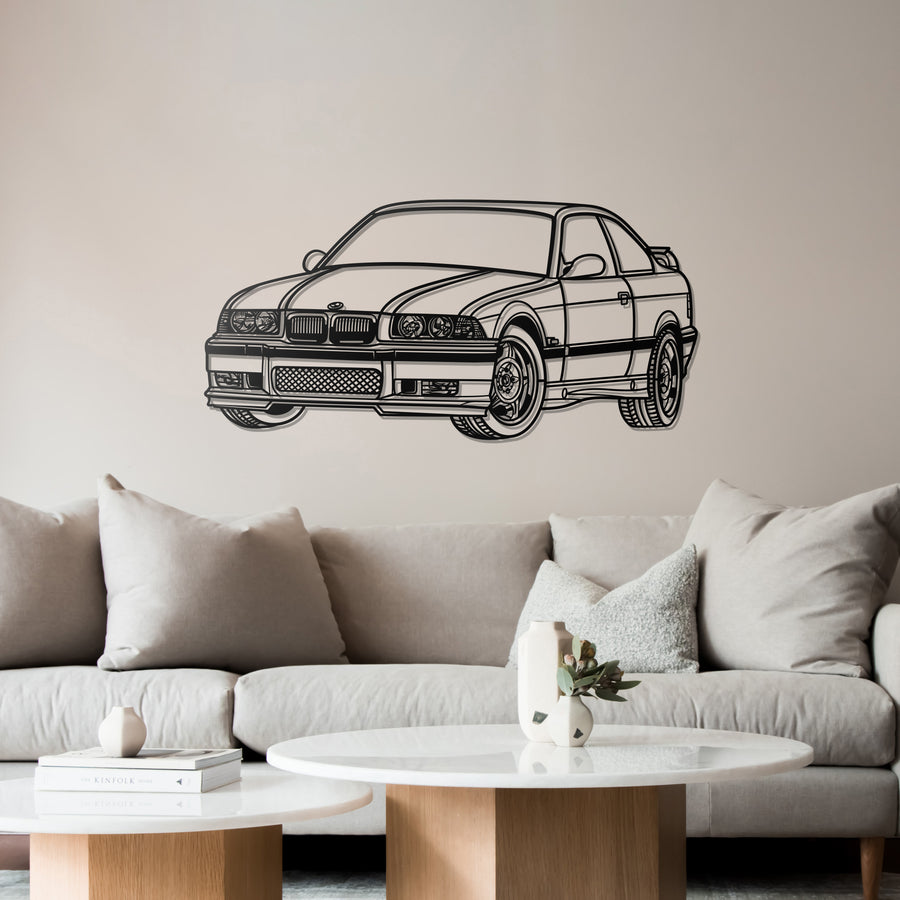 BMW E36 PERSPECTIVE Metal Car Silhouette Wall Art