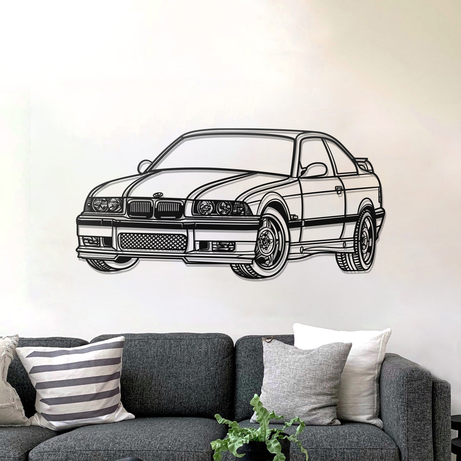 BMW E36 PERSPECTIVE Metal Car Silhouette Wall Art