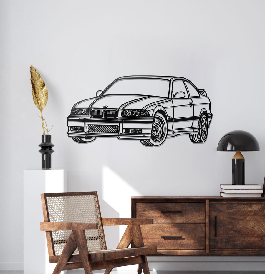 BMW E36 PERSPECTIVE Metal Car Silhouette Wall Art