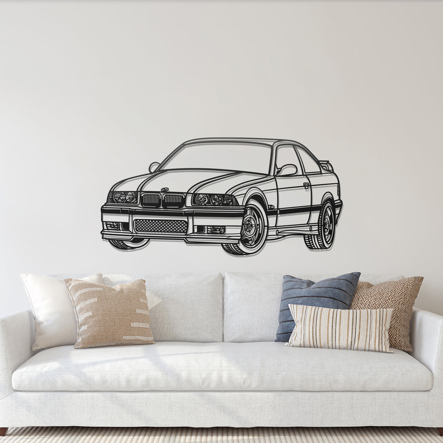 BMW E36 PERSPECTIVE Metal Car Silhouette Wall Art