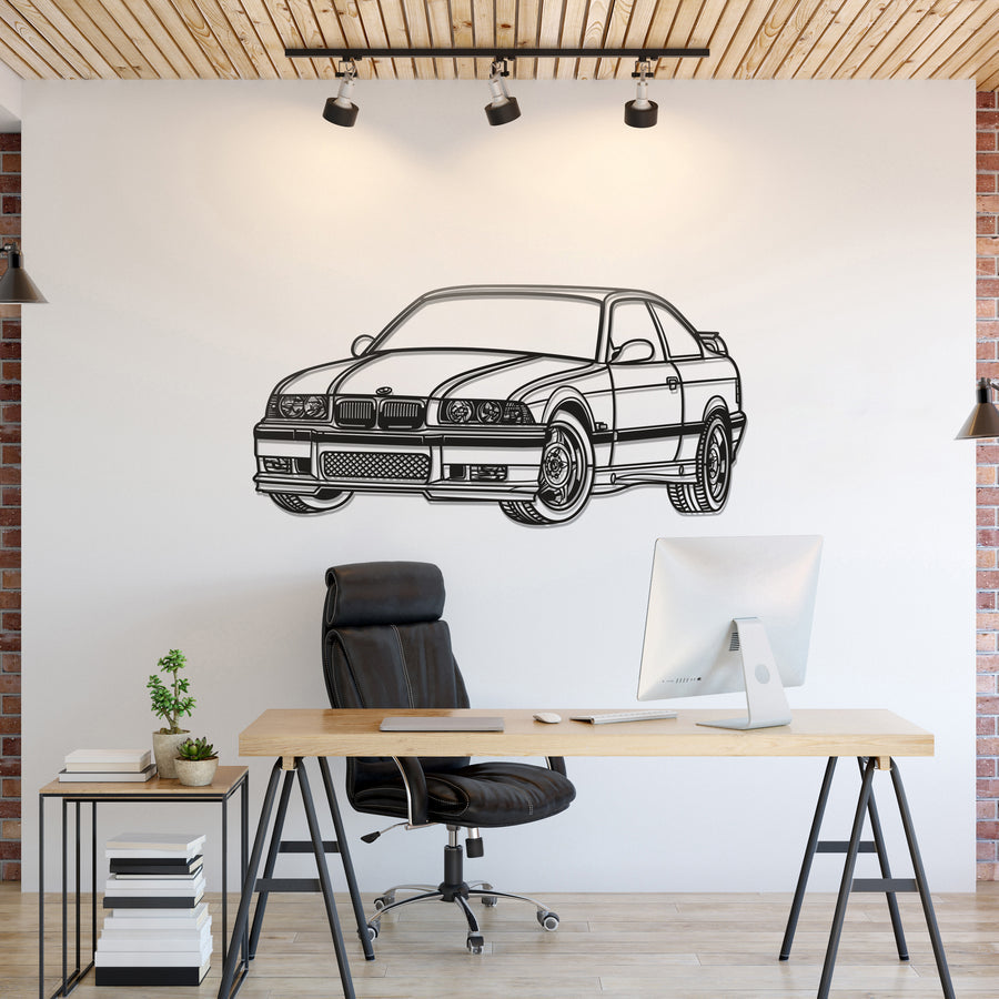 BMW E36 PERSPECTIVE Metal Car Silhouette Wall Art