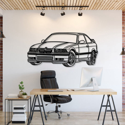 BMW E36 PERSPECTIVE Silhouette Metal Wall Art