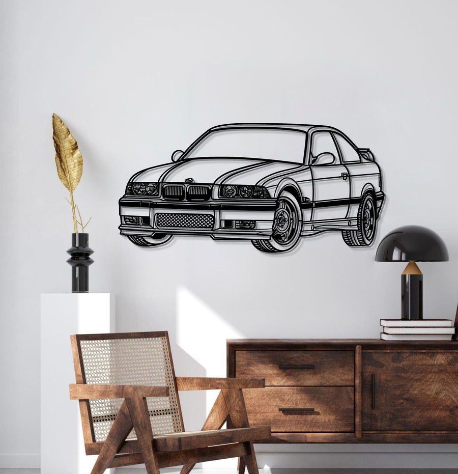 BMW E36 PERSPECTIVE Silhouette Metal Wall Art