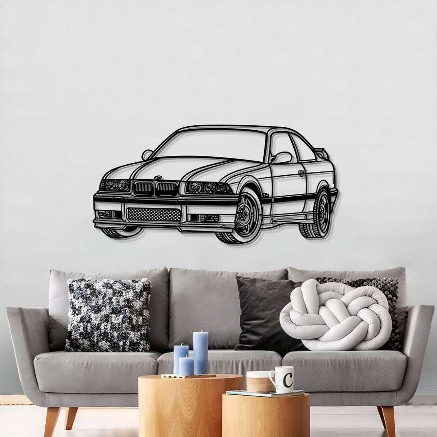 BMW E36 PERSPECTIVE Silhouette Metal Wall Art