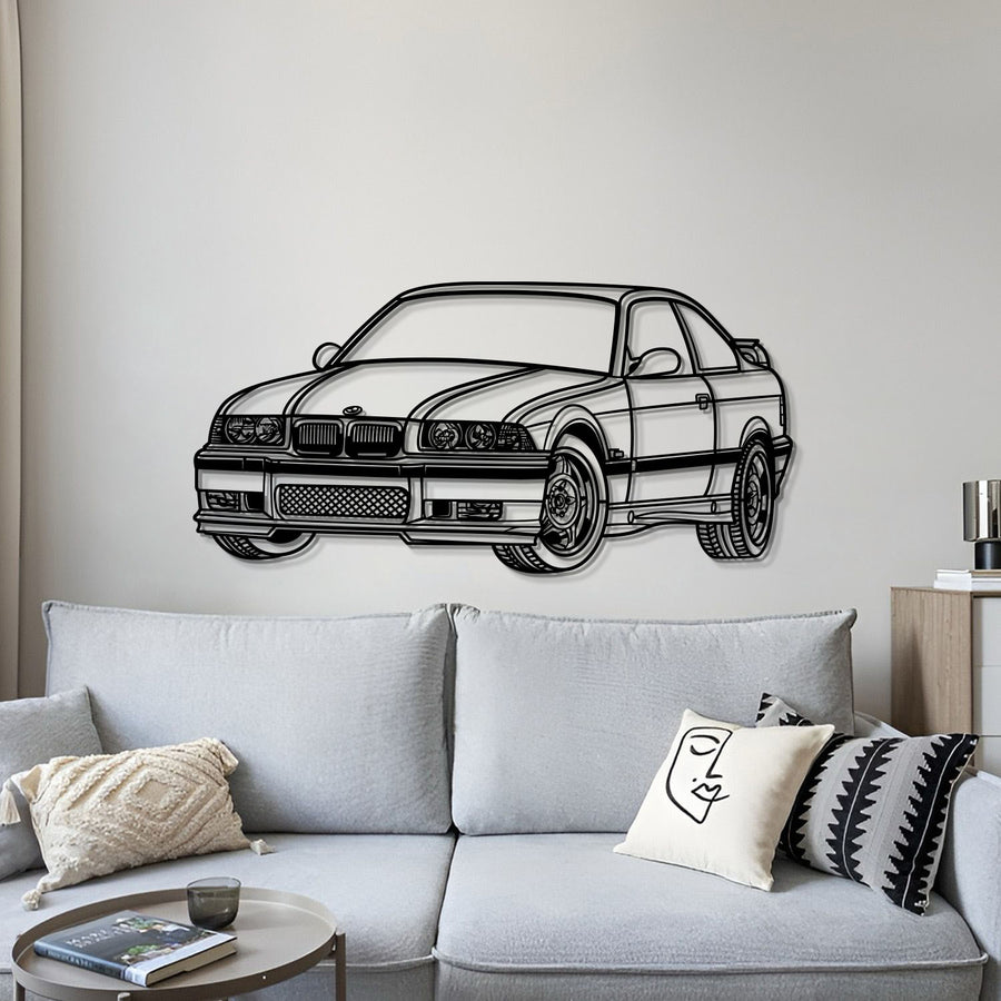 BMW E36 PERSPECTIVE Silhouette Metal Wall Art