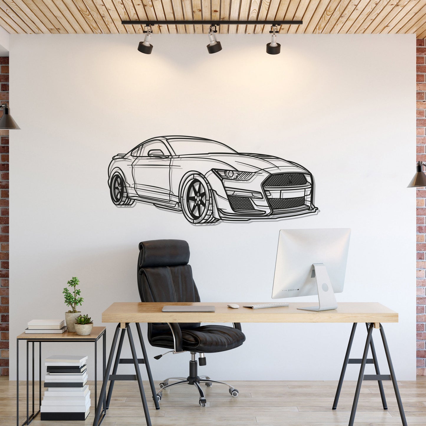 MUSTANG SHELBY GT500 PERSPECTIVE Metal Car Silhouette Wall Art