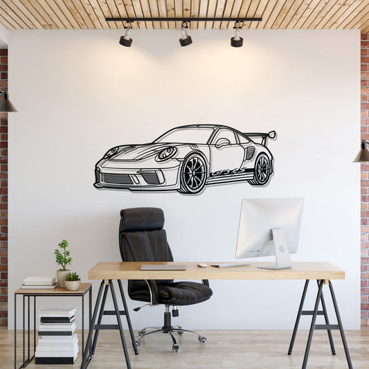 PORSCHE 911 GT3 RS PERSPECTIVE Metal Car Silhouette Wall Art