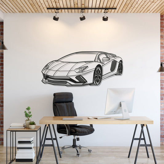 LAMBORGHINI AVENTADOR PERSPECTIVE Metal Car Silhouette Wall Art