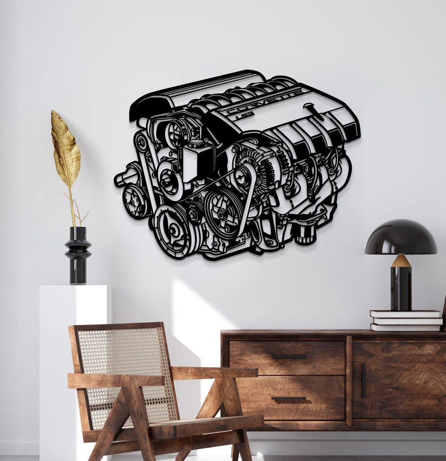 Corvette GM 6.2 Liter V8 Small Block LS3 Metal Engine Block Wall Art