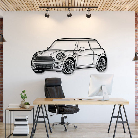 Mini Cooper PERSPECTIVE Metal Car Silhouette Wall Art