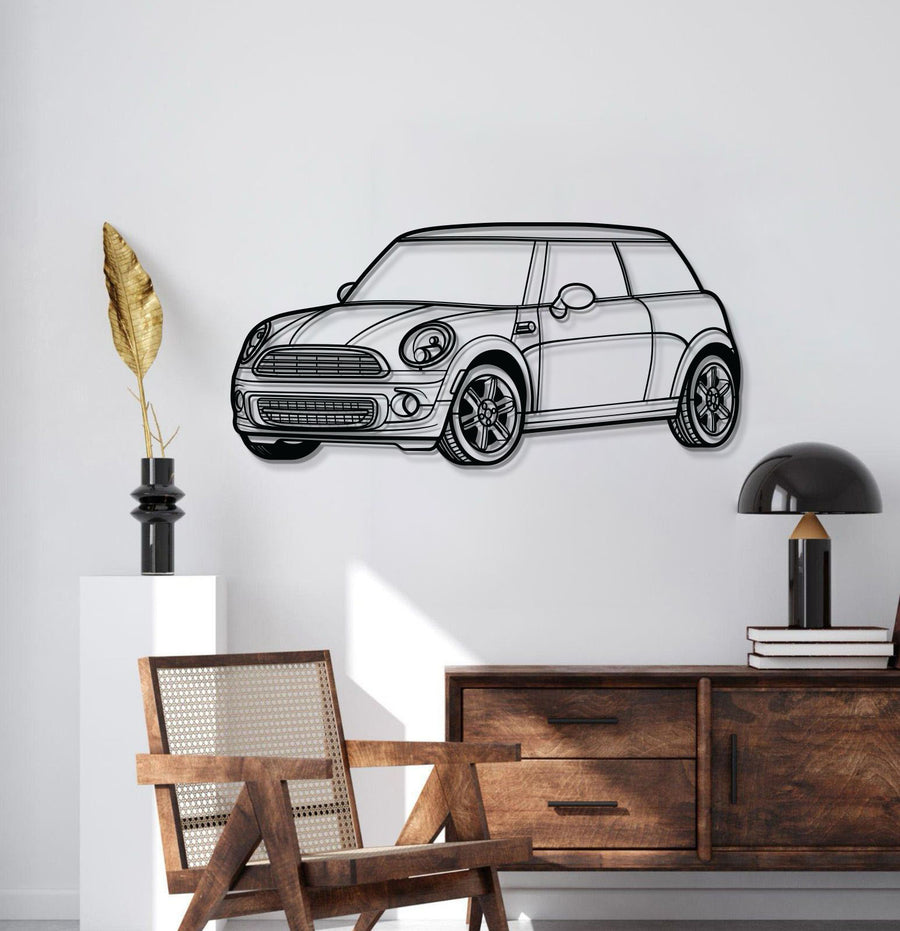 Mini Cooper PERSPECTIVE Metal Car Silhouette Wall Art