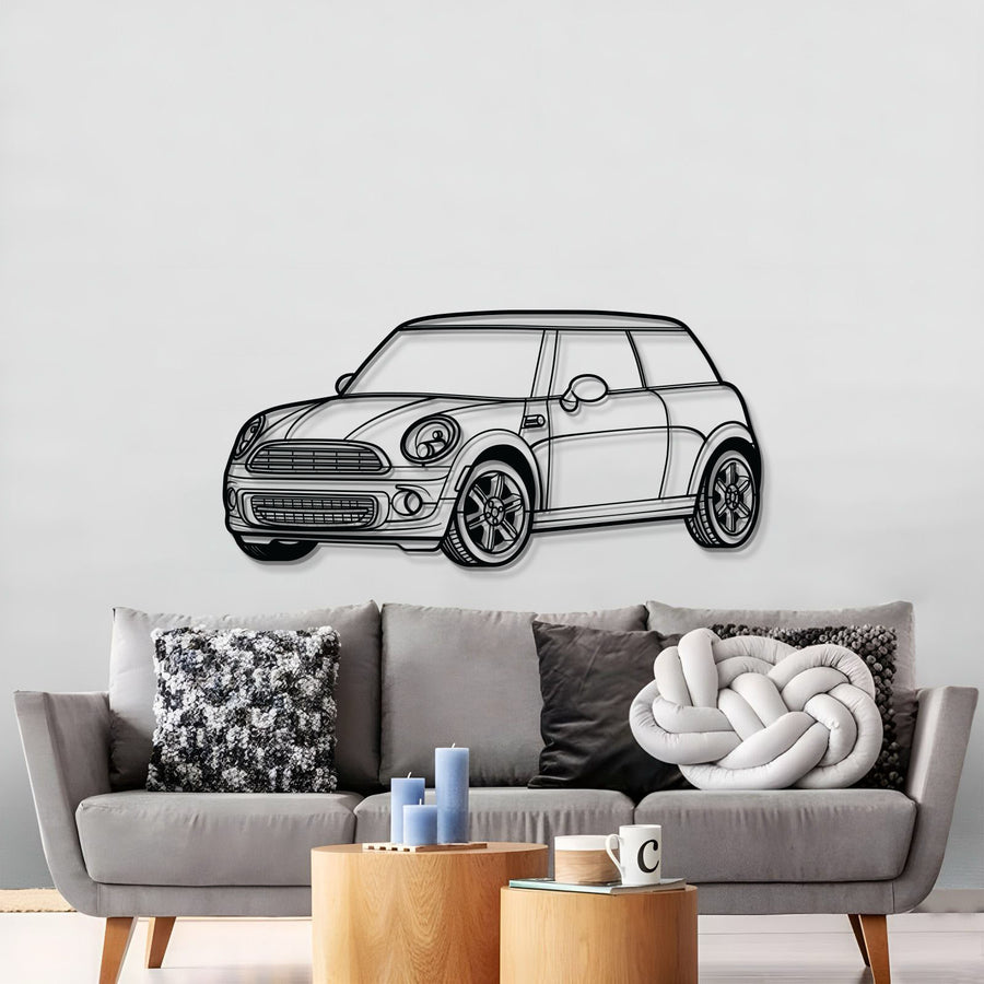 Mini Cooper PERSPECTIVE Metal Car Silhouette Wall Art