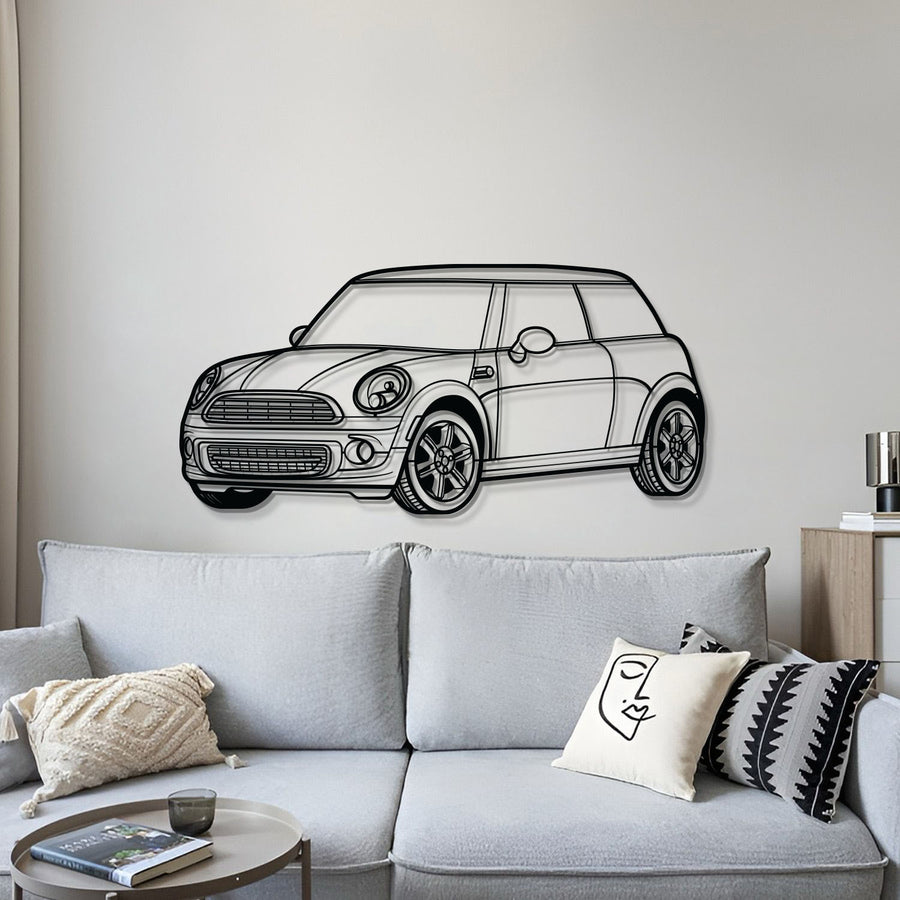 Mini Cooper PERSPECTIVE Metal Car Silhouette Wall Art