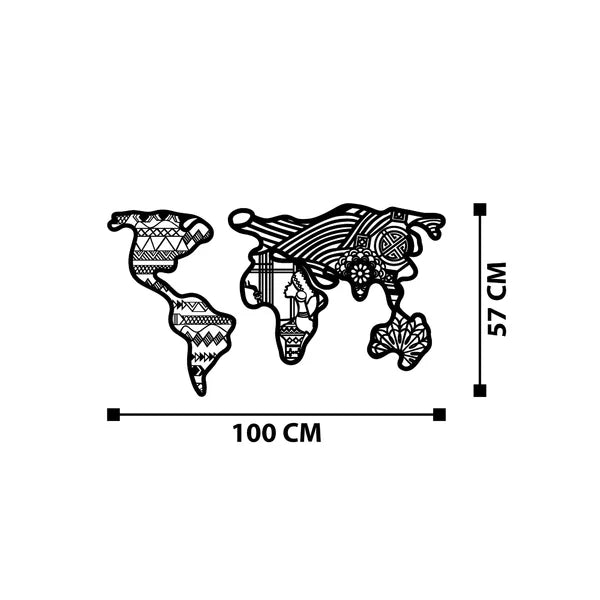 لوحة خارطة العالم بفن الماندالا