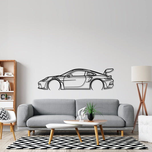 Porsche 911 GT3 RS model 992 Detailed Silhouette Metal Wall Art