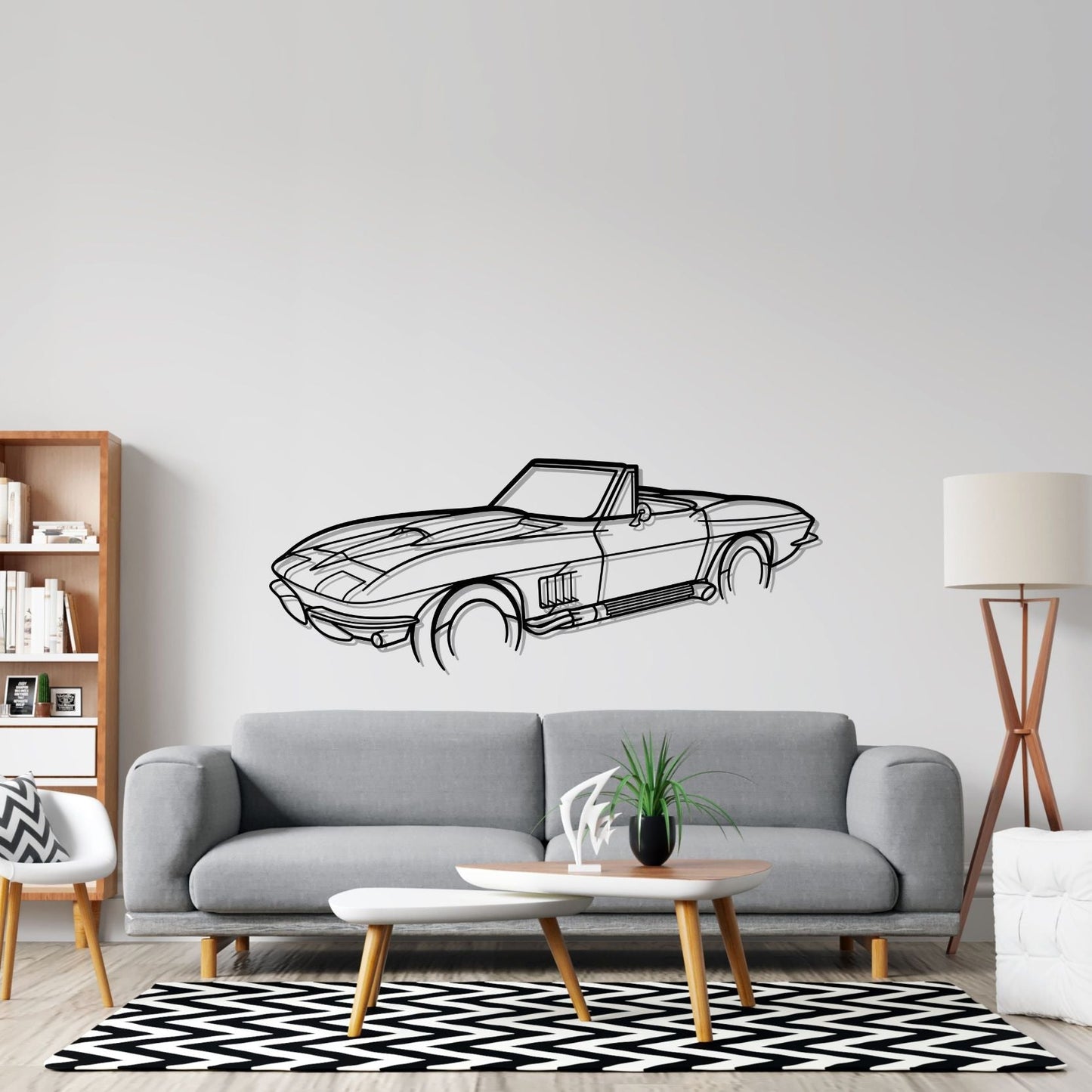 Corvette C2 model PERSPECTIVE Silhouette Metal Wall Art