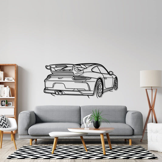 Porsche 911 GT3 model 991 Back PERSPECTIVE Silhouette Metal Wall Art