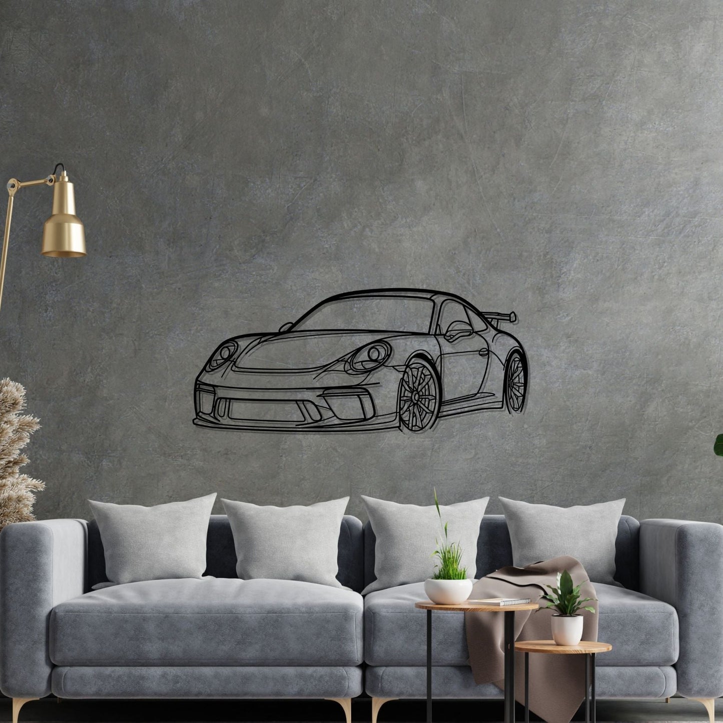 911 GT3 model 991 PERSPECTIVE Silhouette Metal Wall Art