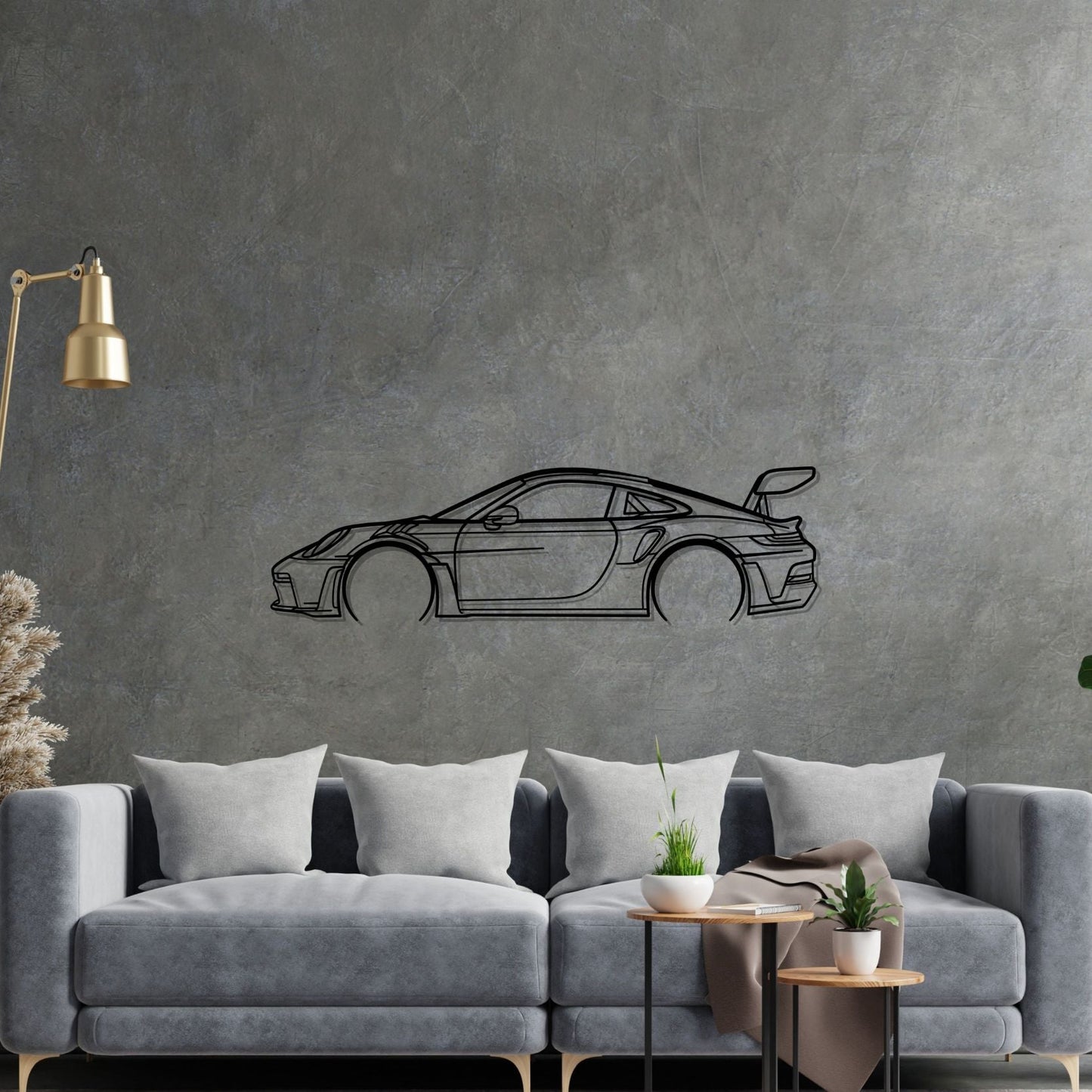 Porsche 911 GT3 RS model 992 Detailed Silhouette Metal Wall Art