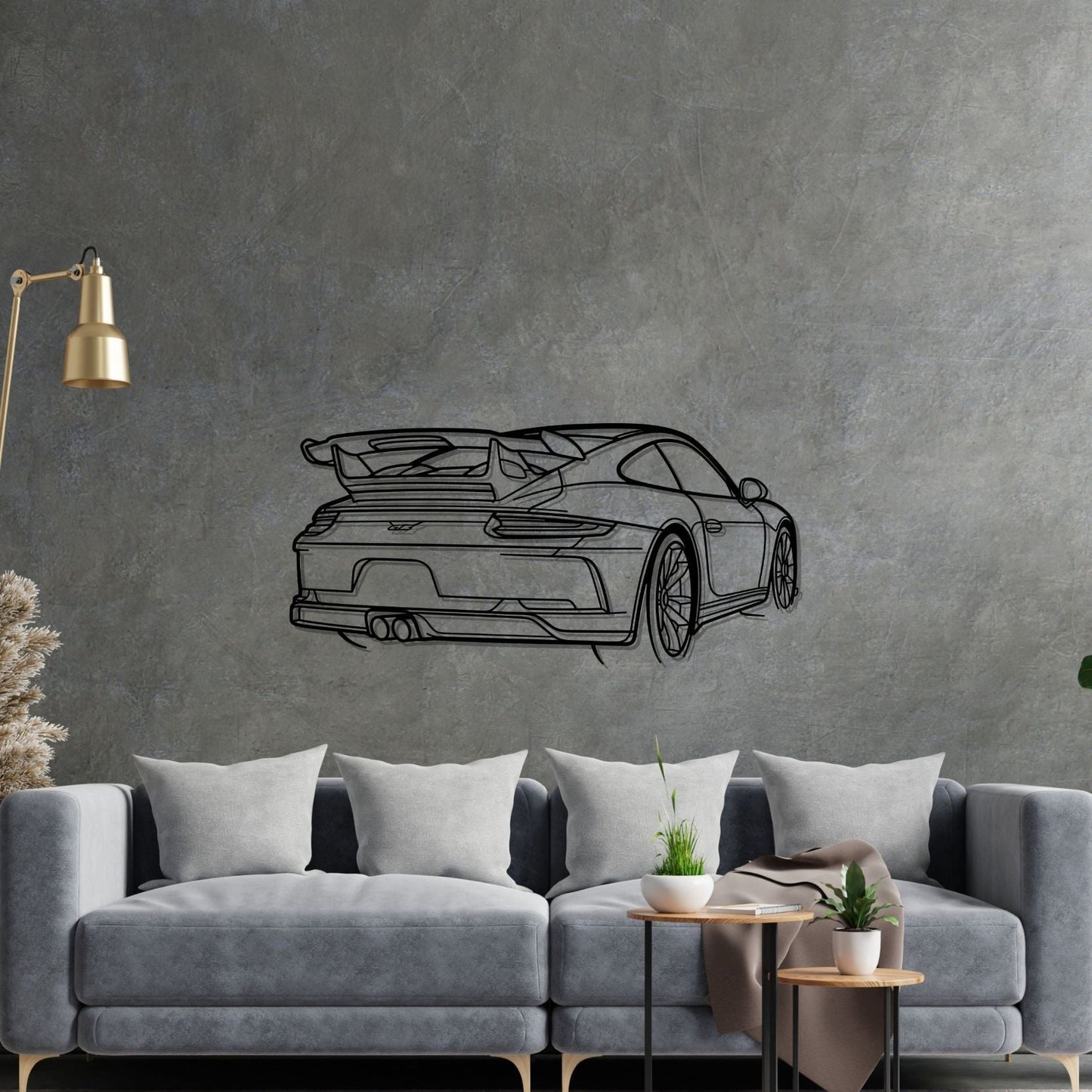 Porsche 911 GT3 model 991 Back PERSPECTIVE Silhouette Metal Wall Art