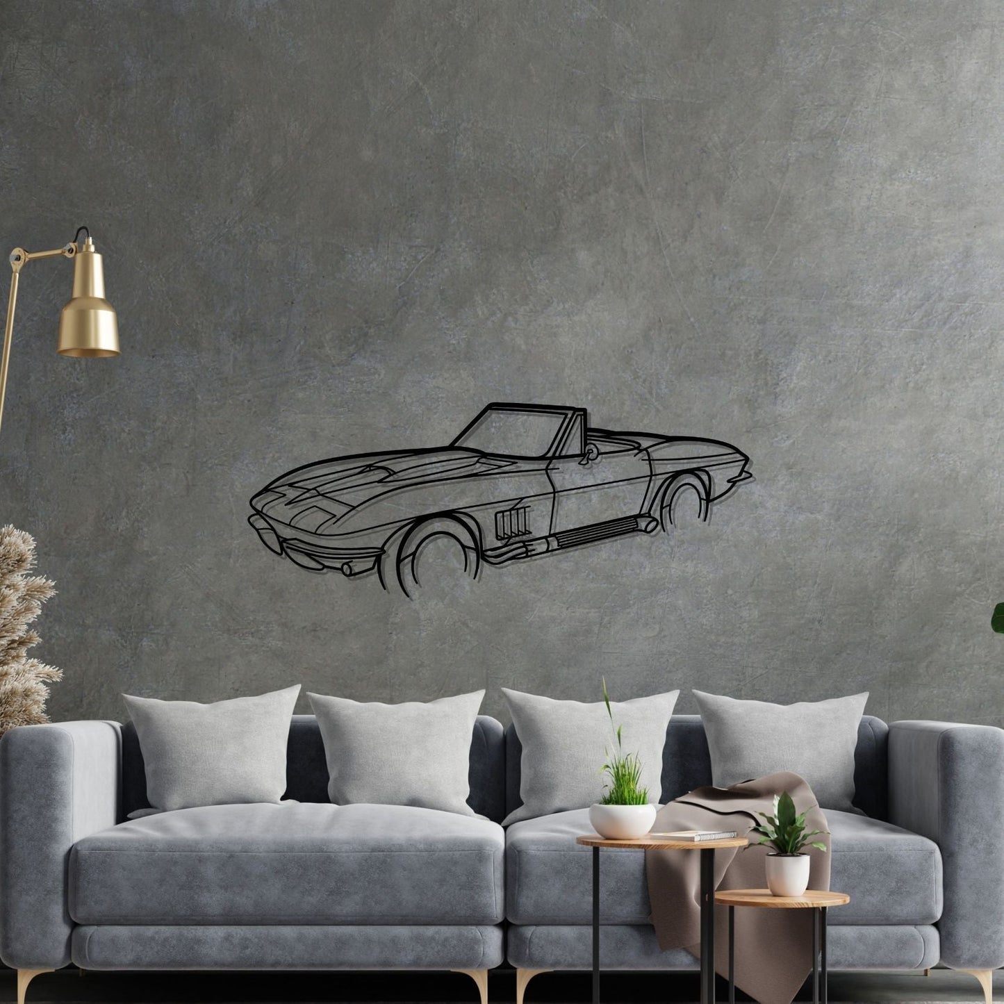 Corvette C2 model PERSPECTIVE Silhouette Metal Wall Art