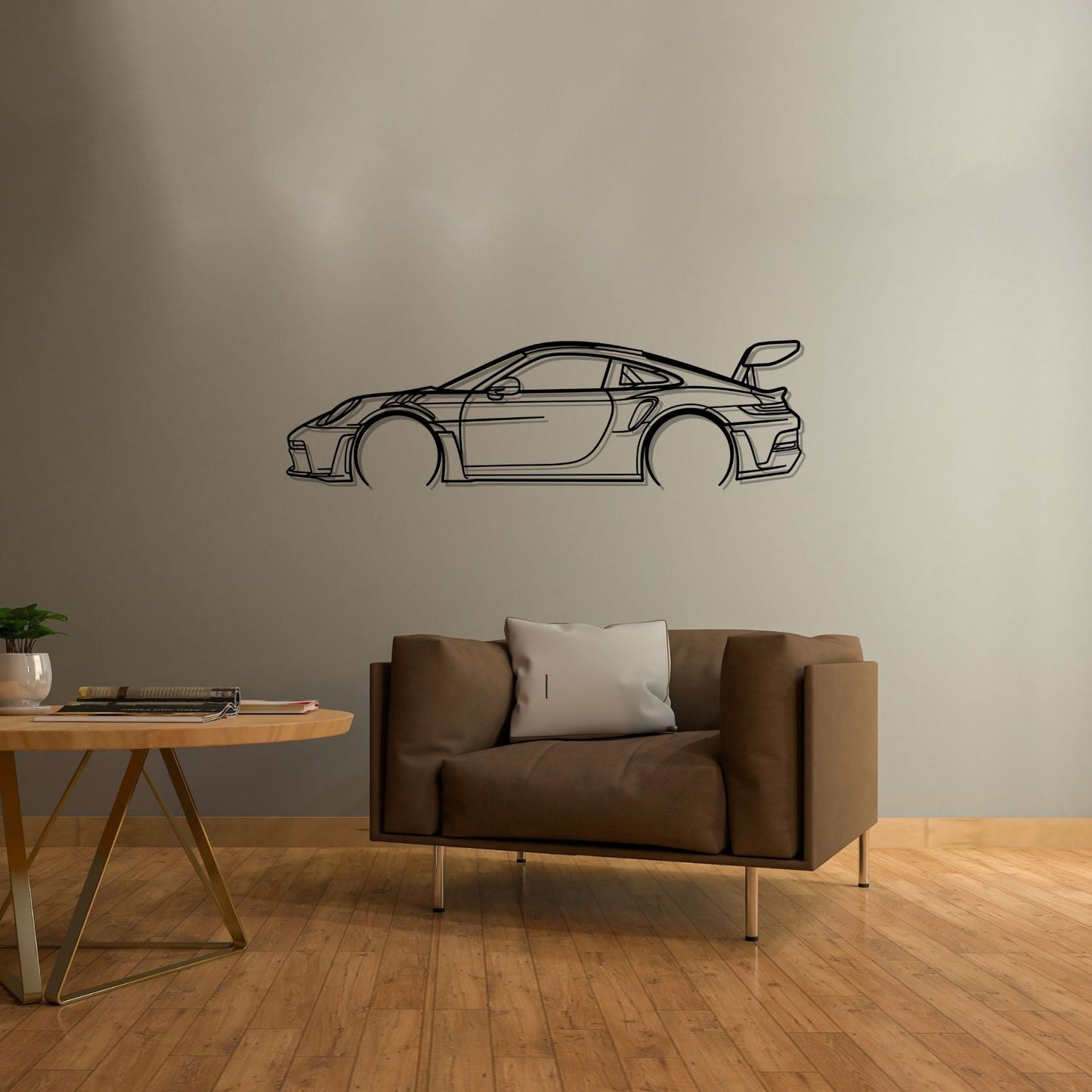 Porsche 911 GT3 RS model 992 Detailed Silhouette Metal Wall Art