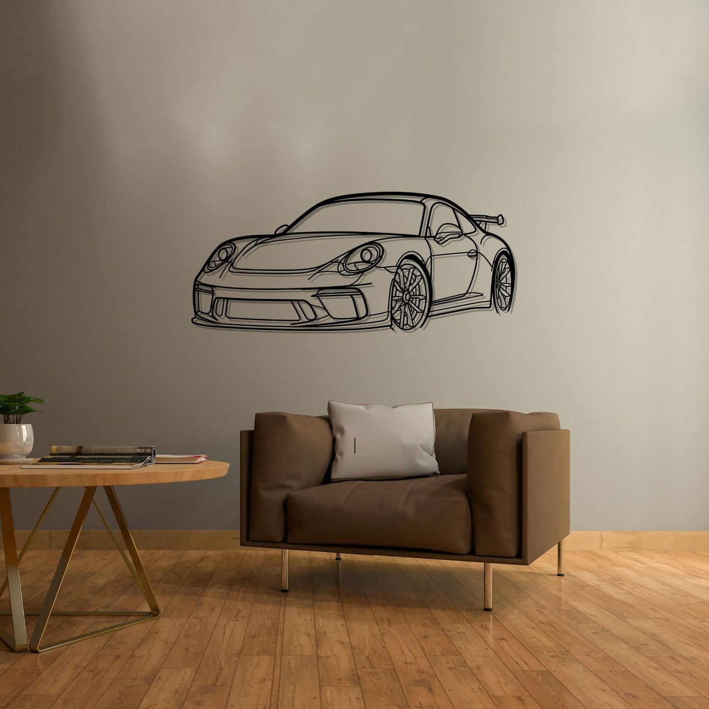 911 GT3 model 991 PERSPECTIVE Silhouette Metal Wall Art