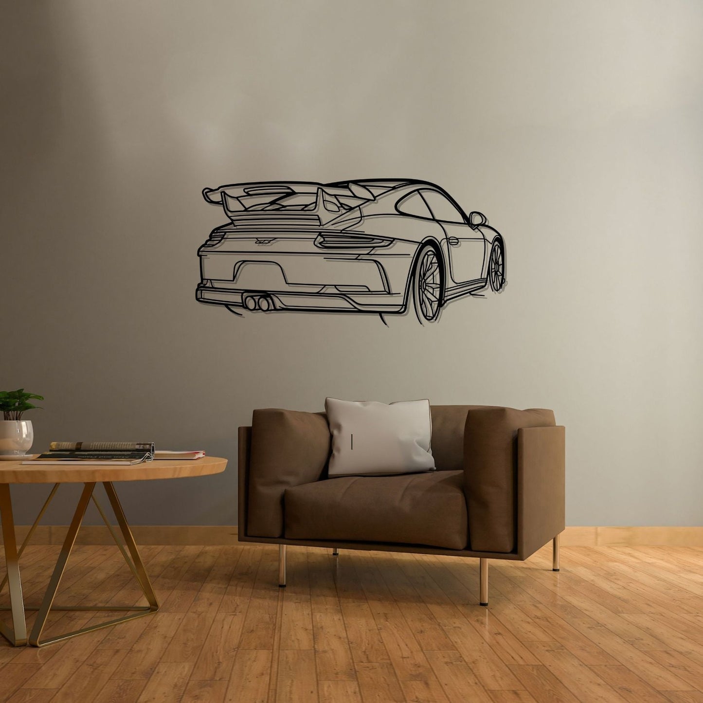 Porsche 911 GT3 model 991 Back PERSPECTIVE Silhouette Metal Wall Art