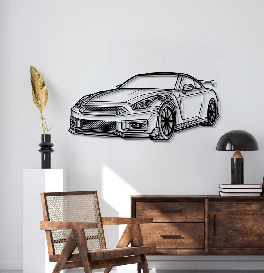 NISSAN GTR R35 PERSPECTIVE Metal Car Silhouette Wall Art