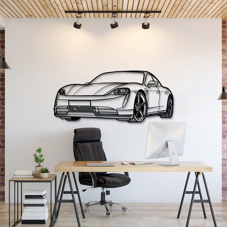 PORSCHE Taycan PERSPECTIVE Metal Car Silhouette Wall Art