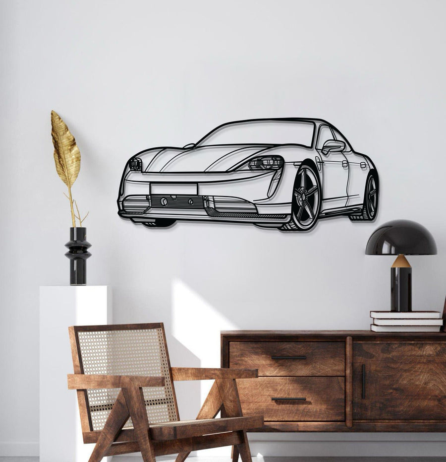 PORSCHE Taycan PERSPECTIVE Metal Car Silhouette Wall Art