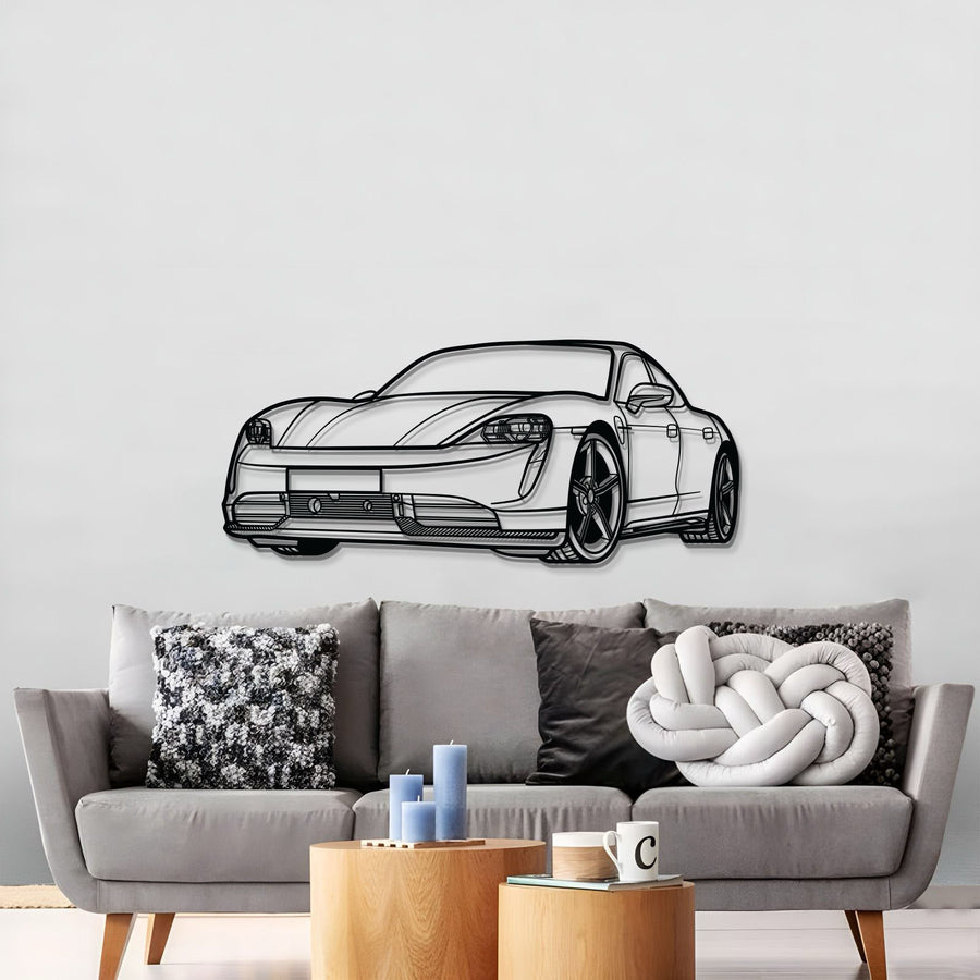 PORSCHE Taycan PERSPECTIVE Metal Car Silhouette Wall Art